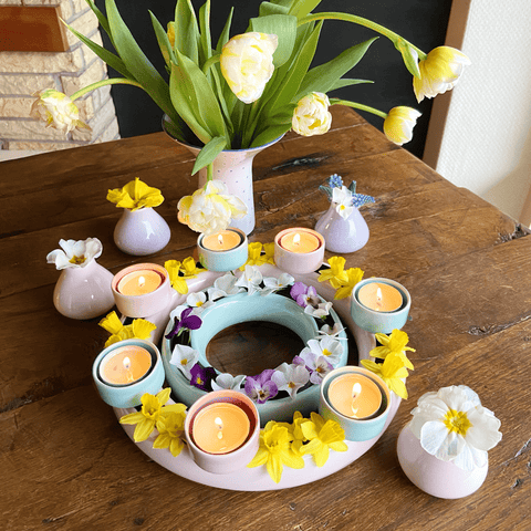 Flower vase ring with 4 Tealight holder HB 735B HB 735B | Decor 055-1